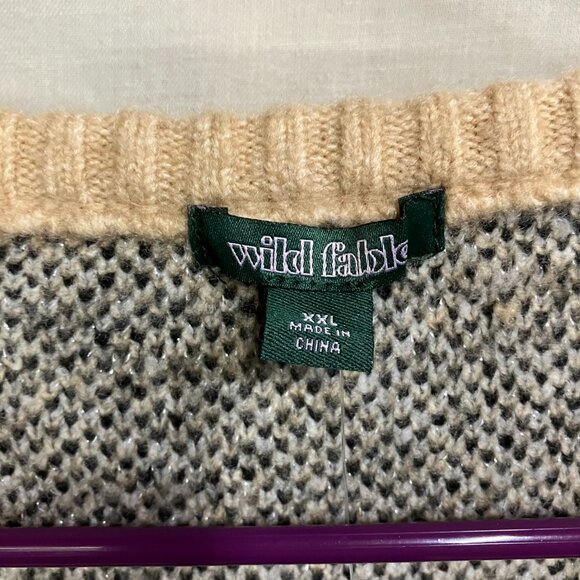 Wild Fable Women's XXL Beige Fair Isle Pullover Knit Cozy Soft Cropped Sweater - Picture 4 of 10